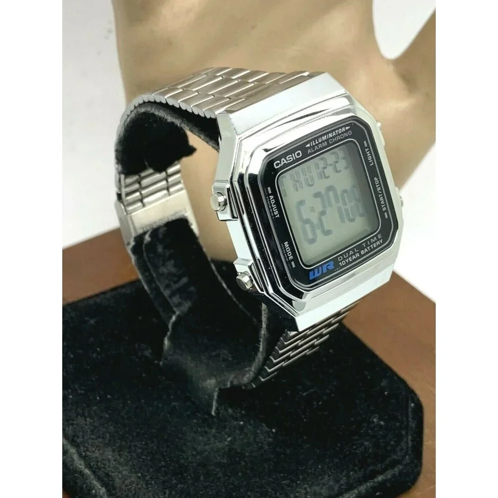 Casio Men's Watch A178WA-1A Silver Stainless Steel 34mm Digital Quartz 3234
